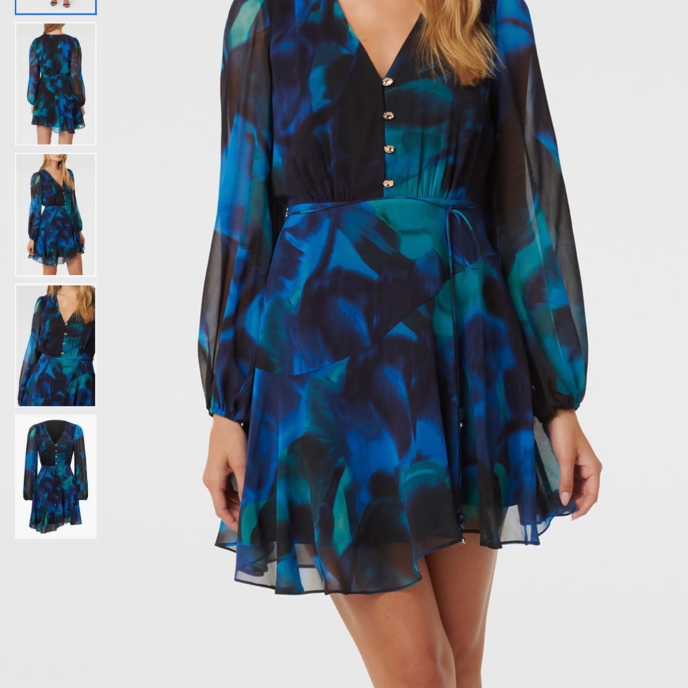 Ever New Tamara Abstract Print Long Sleeve Asymmetric Minidress, size 6 - Picture 11 of 14